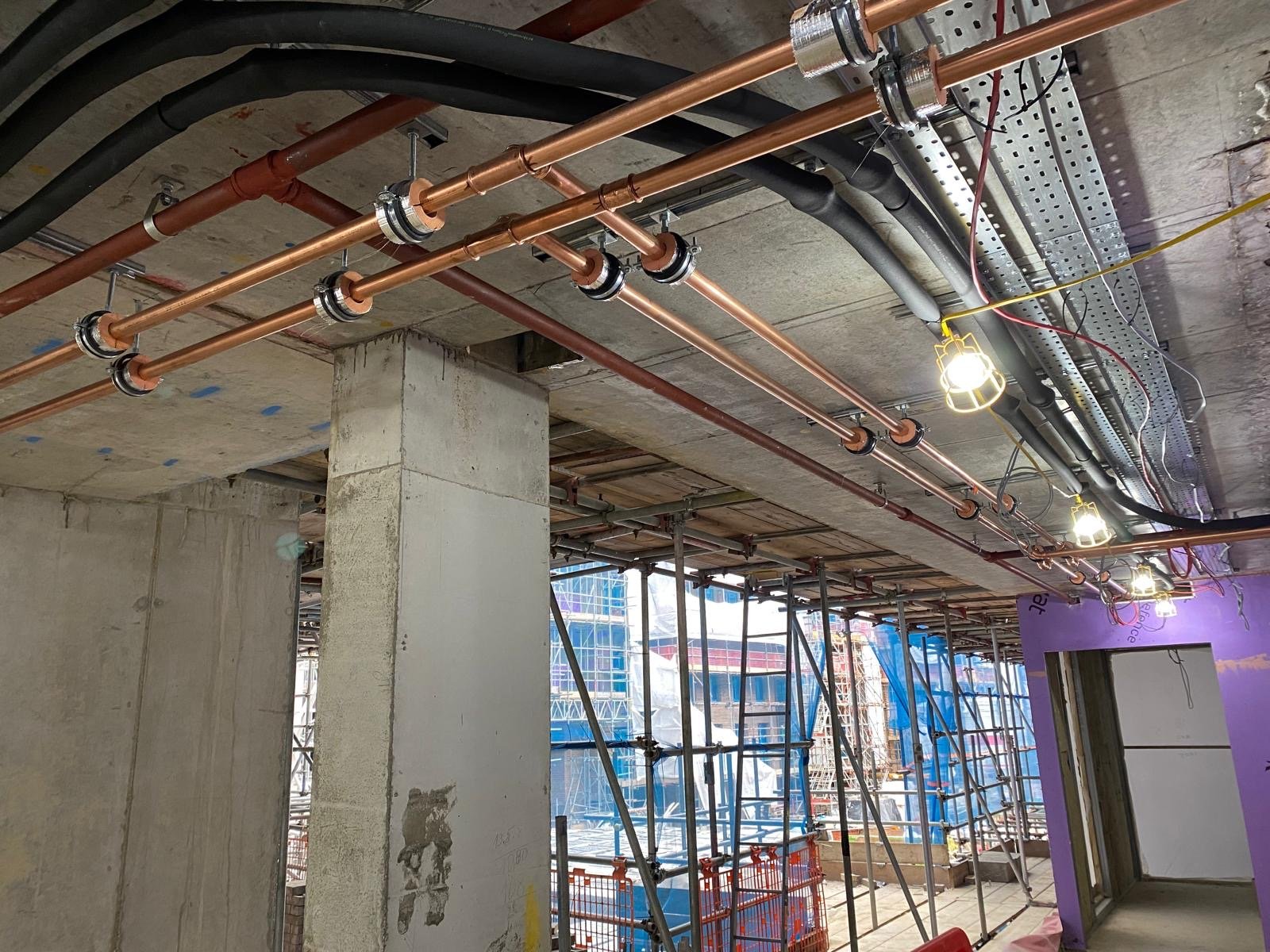 Commercial Copper Pipework - Ceiling Installation